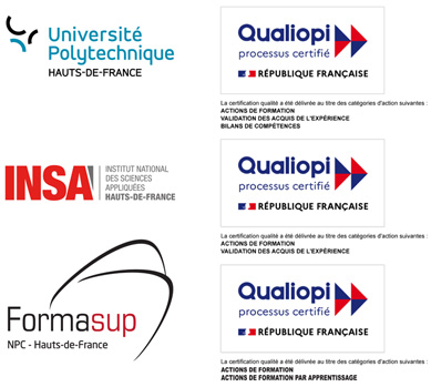 Certificats QUALIOPI UPHF - INSA - FORMASUP