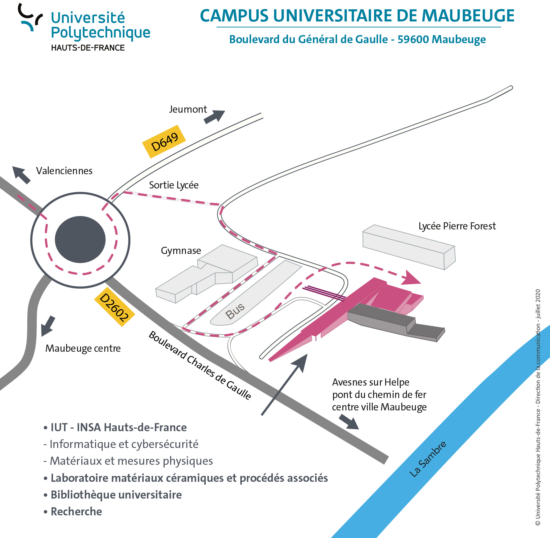 Plan du Pôle Universitaire de Maubeuge